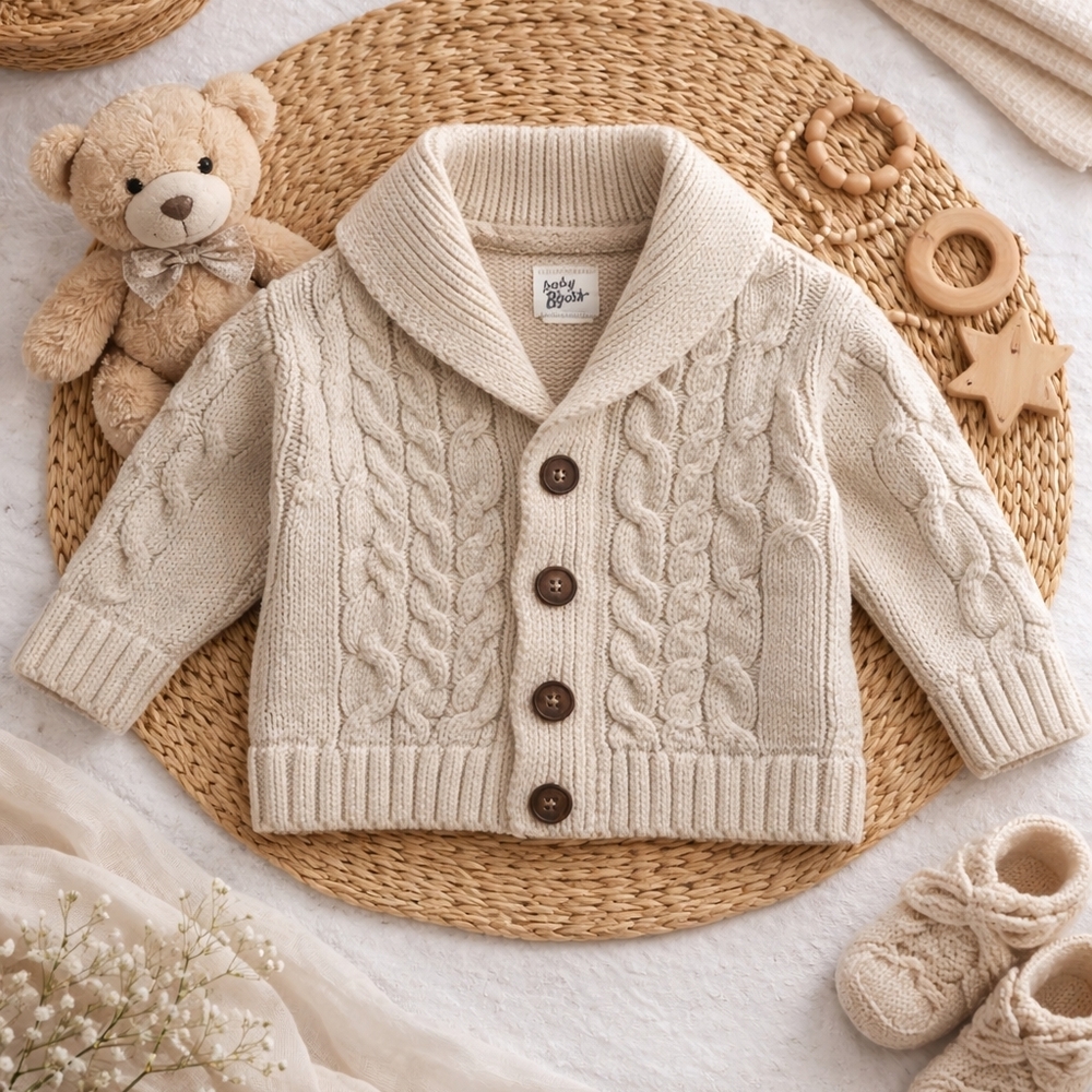 Cozy Cream Cable Knit Sweater for Kids